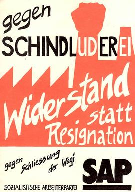 Affiche contre la fermetrure d'une usine Schindler ? - SAP