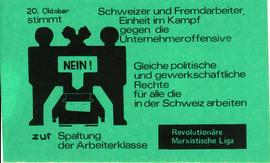 Affiche contre l'initiative ' contre l'emprise étrangère et le surpeuplement de la Suisse' (Schwa...